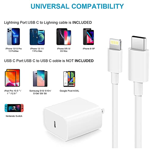 iPhone Fast Charger [Apple MFi Certified] 2 Pack 20W USB C Power Delivery Wall Charger Plug with 6FT Type C to Lightning Quick Charge Sync Cable for iPhone 14/13/12/11/XS/XR/X Pro Max