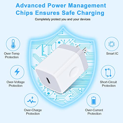 USB C Fast Charger Box for Samsung Galaxy A14 5G/A13 5G/A23 5G/A54/S21 FE/A03s/A53/A34/S23/Z Fold4/Z Flip4/S22,Pixel 7/6,iPhone 14/13 Pro Max/12/SE/11/XR,20W USB Type C Charger Block Wall Adapter Plug