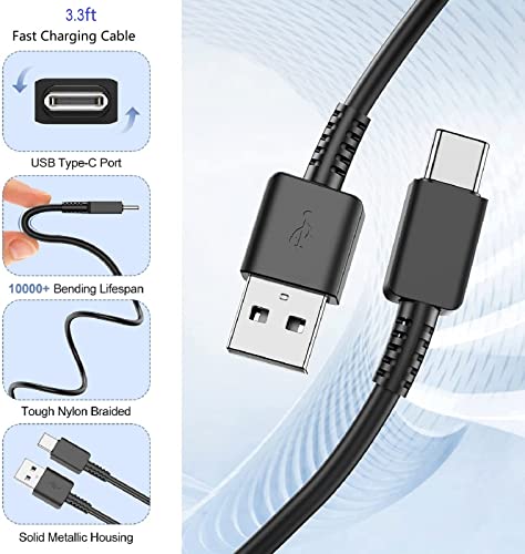 Samsung Charger Fast Charging with USB Type C Cable for Samsung Galaxy S10/S10e/S10 Plus/S9/S9 Plus/S8/S8 Plus/S20 S21 S22 Ultra/Note 8 9 10 20/A13/A03s/A32/A31/A30/A50/A51/A52/A53/Z Fold 3/Z Flip 3 4