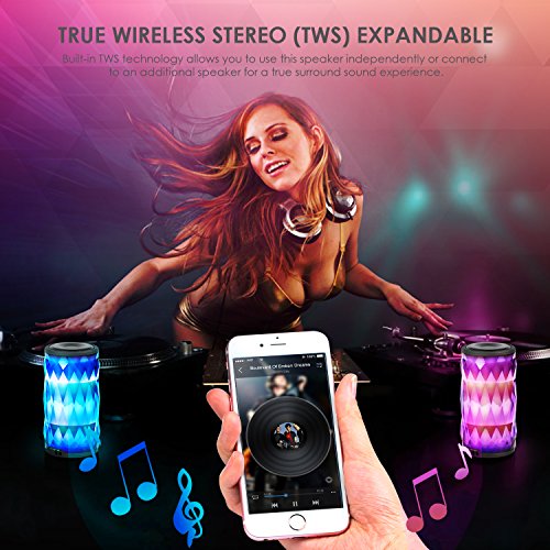 MIANOVA LED Bluetooth Speaker,Night Light Changing Wireless Speaker, Portable Wireless Bluetooth Speaker 6 Color LED Themes,Handsfree/Phone/PC/MicroSD/USB Disk/AUX-in/TWS Supported