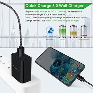 Type C Charger Fast Charger for Samsung Galaxy S23 S22 S21 S20 A53 A13 A12 A32 A52 A51,LG Stylo 6 5,Moto G Pure/G Power/G Stylus/G Play,Quick Charge 3.0 Car Charger Wall Adapter +3FT 6FT USB C Cable