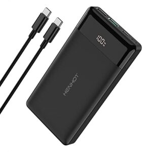 henhot portable charger – 20w usb c power bank 15000mah fast charging lcd display 4 ports external battery pack portable phone charger for iphone 14/13/12 pro max, galaxy s22/s21, google ipad tablet