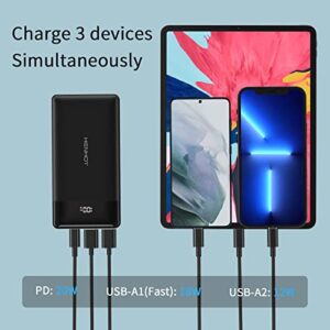 HenHot Portable Charger - 20W USB C Power Bank 15000mAh Fast Charging LCD Display 4 Ports External Battery Pack Portable Phone Charger for iPhone 14/13/12 Pro Max, Galaxy S22/S21, Google iPad Tablet