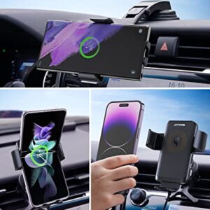 JOYVEVA Wireless Car Charger, Auto Alignment Auto Clamping Car Charging Mount for iPhone14/14 Pro Max/13/13 Pro/12/12 Pro/11/10/8, Vent Dashboard Car Phone Holder for Galaxy S23/S23+/S23Ultra/Flip4/3