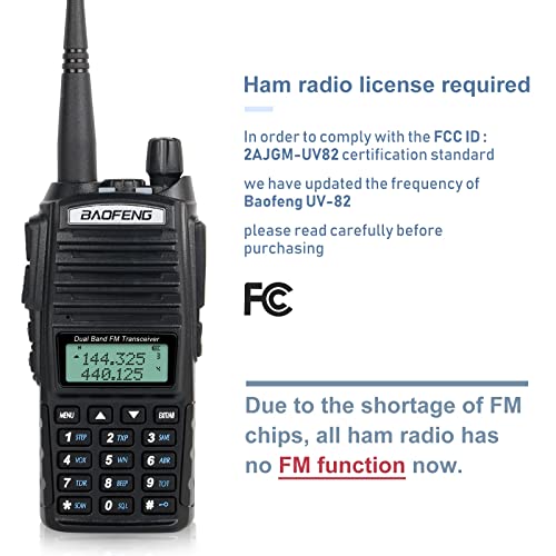 BaoFeng UV-82 High Power BaoFeng Radio Ham Radio Handheld Walkie Talkies with Earpiece, Extra 2800mAh Battery Hand Speaker Mic Long Antenna and Programming Cable Full Kits(1 Pack-Black)