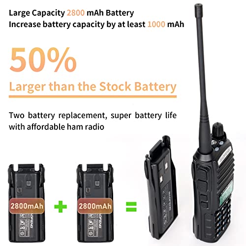 BaoFeng UV-82 High Power BaoFeng Radio Ham Radio Handheld Walkie Talkies with Earpiece, Extra 2800mAh Battery Hand Speaker Mic Long Antenna and Programming Cable Full Kits(1 Pack-Black)