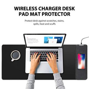 Office Mouse Pad with Wireless Charger, Gaming Mouse Pad Wireless Charging, 10W for iPhone 14/13/12/11/X/8 Series, 32" x 12" Large Mouse Pad with Wireless Charger for MacBook, PC, Laptop, Desk