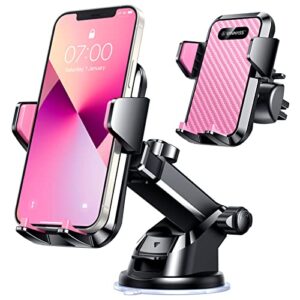 vanmass universal car phone mount,【patent & safety certs】 upgraded handsfree dashboard stand, phone holder for car windshield vent, compatible iphone 14 13 12 11 pro max xs xr x, galaxy (pink)