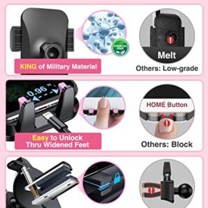 VANMASS Universal Car Phone Mount,【Patent & Safety Certs】 Upgraded Handsfree Dashboard Stand, Phone Holder for Car Windshield Vent, Compatible iPhone 14 13 12 11 Pro Max Xs XR X, Galaxy (Pink)