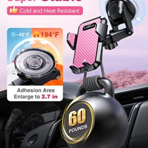 VANMASS Universal Car Phone Mount,【Patent & Safety Certs】 Upgraded Handsfree Dashboard Stand, Phone Holder for Car Windshield Vent, Compatible iPhone 14 13 12 11 Pro Max Xs XR X, Galaxy (Pink)