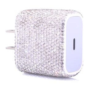 usb c charger fast charger block pd 20w type c wall charger bling decors compatible for iphone 13/13 mini/13 pro/13 pro max/12 pro max/se/11, pixel, galaxy s20 s10 s9
