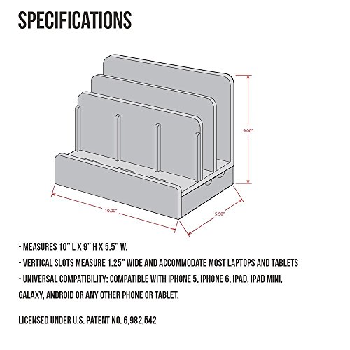 Great Useful Stuff G.U.S. Multi-Device Charging Station Dock & Organizer - Multiple Finishes Available. for Laptops, Tablets, and Phones - Strong Build, Eco-Friendly Bamboo
