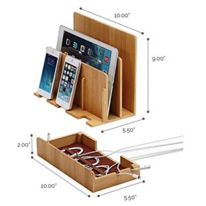 Great Useful Stuff G.U.S. Multi-Device Charging Station Dock & Organizer - Multiple Finishes Available. for Laptops, Tablets, and Phones - Strong Build, Eco-Friendly Bamboo