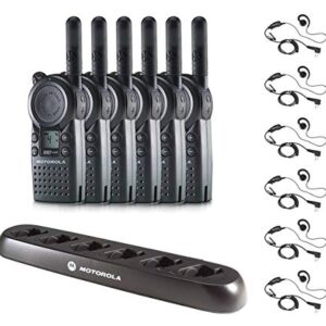 6 Pack of Motorola CLS1410 Walkie Talkie Radios with Headsets & 6-Bank Charger