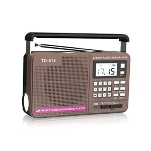 Portable AM FM SW Radio with Best Reception, LCD Display, Support USB Flash Drive and TF Card, AC Charge and Rechargeable Battery Power Transistor Shortwave Radio with Big Speaker and Earphone Jack