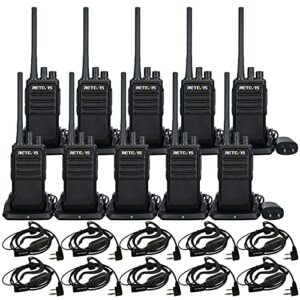 retevis rt17 walkie-talkies for adults long range,portable 2 way radio with earpiece and mic,rechargeable two way radios with usb charging base, for industrial jobsite restaurant commercial(10 pack)