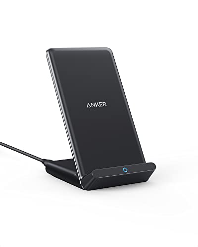 Anker Wireless Charger, 313 Wireless Charger (Stand), 10W Max Qi-Certified Fast Charging iPhone 14/14 Pro/14 Pro Max/13/13 Pro Max, Galaxy S20, S10, S9 (No AC Adapter)