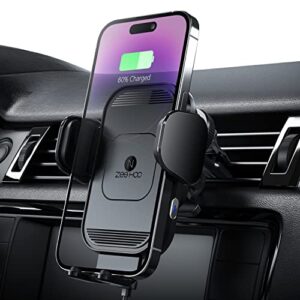 [upgraded version] zeehoo wireless car charger,15w fast charging auto-clamping car mount, car vent charging phone holder for iphone 14 13 12 11, samsung galaxy s23 ultra s21 s20 note 20, etc