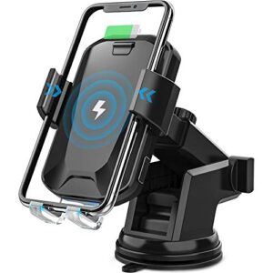 wireless car charger, chgeek 15w fast charging auto clamping car mount phone holder fit for iphone 14 13 12 11 pro max xs max xs xr x 8+, samsung galaxy s23 ultra s22 s21 s20 10+ s9+ note 9, etc
