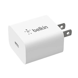 belkin 20 watt usb c wall charger – usb type c charger fast charging for apple iphone 14, 14 pro, 14 pro max, 13, 13 pro, 13 pro max, galaxy s21 ultra, ipad, airpods & more – usbc charger (1-pack)