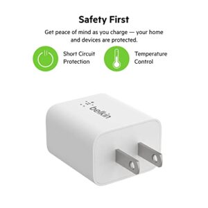 Belkin 20 Watt USB C Wall Charger - USB Type C Charger Fast Charging for Apple iPhone 14, 14 Pro, 14 Pro Max, 13, 13 Pro, 13 Pro Max, Galaxy S21 Ultra, iPad, AirPods & More - USBC Charger (1-Pack)