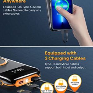 UYAYOHU Portable-Charger-Power-Bank - 40000mAh Power Bank Built in Out/Input Cables 10W Wireless Charger and Flashlight 5V3.1A Quick Charge Compatible with Smart Devices and Cell Phones