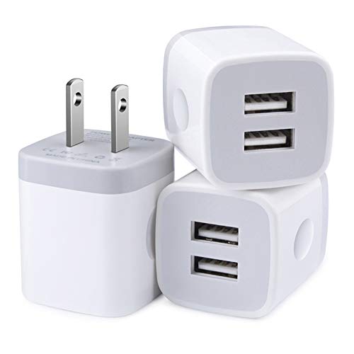 USB Wall Charger, Charger Block, Double USB Fast Charging Cube Block Charger Box, 2.1A Phone Charger Power Adapter 3 Pack for iPhone 14 13 12 11 Pro Max XS XR X 8 7 6S Samsung Galaxy S23 A14 Note 20