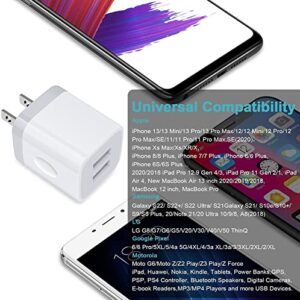 USB Wall Charger, Charger Block, Double USB Fast Charging Cube Block Charger Box, 2.1A Phone Charger Power Adapter 3 Pack for iPhone 14 13 12 11 Pro Max XS XR X 8 7 6S Samsung Galaxy S23 A14 Note 20