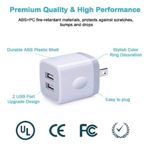 USB Wall Charger, Charger Block, Double USB Fast Charging Cube Block Charger Box, 2.1A Phone Charger Power Adapter 3 Pack for iPhone 14 13 12 11 Pro Max XS XR X 8 7 6S Samsung Galaxy S23 A14 Note 20