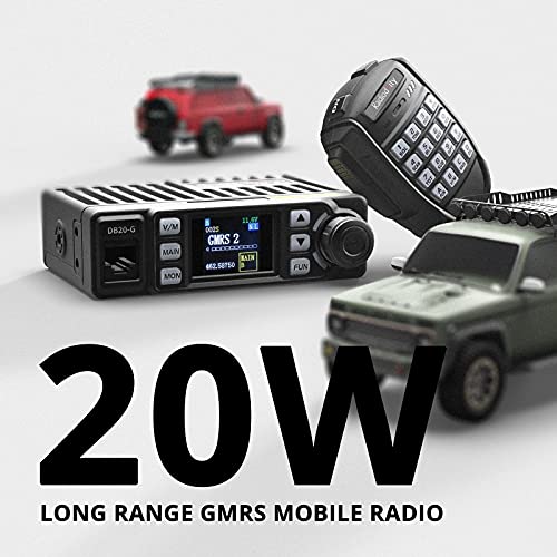 Radioddity DB20-G Mobile Radio for Car Vehicle, 20W Long Range Two Way Radio with Cigarette Lighter Plug, 500 Channels, VOX, Display Sync, for Off Road Overlanding 4x4