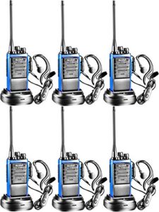 arcshell rechargeable long range two-way radios with earpiece 6 pack walkie talkies li-ion battery and charger included