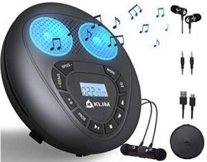 klim speaker + portable cd player with speakers + new 2022 + walkman + rechargeable battery + portable cd player with headphones + cd player portable + sd/tf card + aux + ideal car cd player