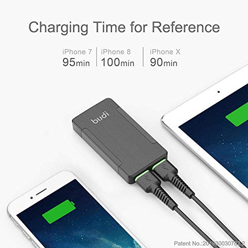 BUDI 17W Extra Slim Portable Wall Charger 2-Port USB-A Charger 3.15 x 1.57 x 0.4 inches (Black USB-A)