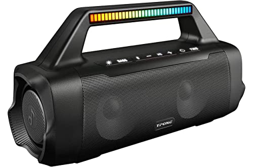 TPone Bluetooth Speakers, Outdoor Portable Wireless Speaker with Subwoofer, IPX6 Waterproof, 80w (Peak) Loud Stereo Sound, Deep Bass with Rhythm Lights for Home Party Beach Camping