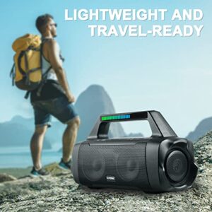 TPone Bluetooth Speakers, Outdoor Portable Wireless Speaker with Subwoofer, IPX6 Waterproof, 80w (Peak) Loud Stereo Sound, Deep Bass with Rhythm Lights for Home Party Beach Camping