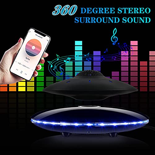 RUIXINDA Magnetic Levitating Bluetooth Speaker, Levitating UFO Speakers with LED Lights Base 360 Degree Rotation,Wireless Floating Speakers for Home Office Decor Cool Tech Gadgets,Creative Gifts