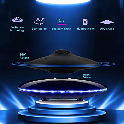 RUIXINDA Magnetic Levitating Bluetooth Speaker, Levitating UFO Speakers with LED Lights Base 360 Degree Rotation,Wireless Floating Speakers for Home Office Decor Cool Tech Gadgets,Creative Gifts