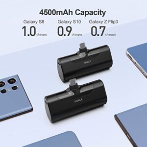 iWALK LinkPod 4 Small Portable Charger USB C Cute Power Bank 4500mAh【2 Pack】 Battery Pack Compatible with Samsung Galaxy Z Flip4,S23,S22,S21,Switch,Google Pixel[Black&Black]