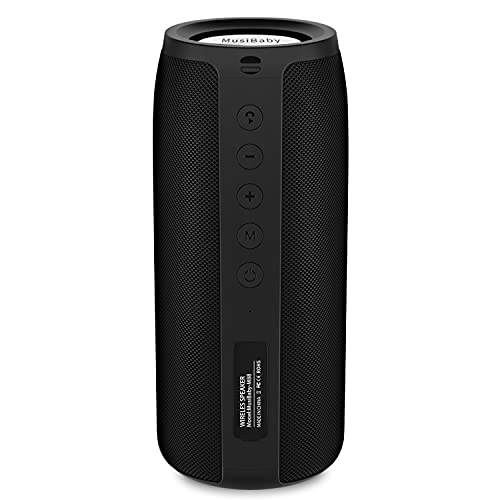 Bluetooth Speakers,MusiBaby M88 Speakers Bluetooth Wireless,Portable Bluetooth Speakers,Dual Pairing, Bluetooth 5.0,Loud Stereo Sound,Booming Bass,30H Playtime for Home& Outdoor Party,Beach (Black)