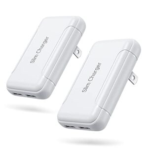 usb wall charger, foldable charger adapter, pofesun 2-pack dual port foldable fast charger block power adapter compatible for iphone 11/ pro/max/x/xs/xr/xs max/8/7/6/plus,pad,samsung galaxy-white