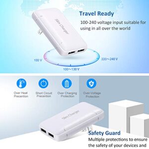 USB Wall Charger, Foldable Charger Adapter, Pofesun 2-Pack Dual Port Foldable Fast Charger Block Power Adapter Compatible for iPhone 11/ Pro/MAX/X/XS/XR/XS Max/8/7/6/Plus,Pad,Samsung Galaxy-White