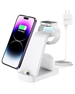 apetiy charging station for multiple devices apple, 3 in 1 fast charging station dock for iphone 14/13/12/11 (pro)/xs/xr/x/8/7/6/5, apple watch series ultra/8/7/6/se/5/4/3/2 & airpods with adapter