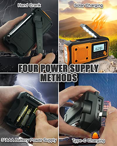 2023 Newest Emergency Radio, 4000mAh Power Bank Solar Hand Crank Radio, AM/FM/WB/NOAA and Alert Portable Weather Radio, Multifunctional SOS Alarm Survival Radio with Flashlight for Outdoor Home