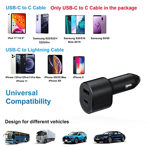 Samsung Super Fast Dual Car Charger (45W+15W) with Super Fast Charging Cable for Samsung Galaxy S22 S21 S20 Ultra Plus Note 10+,Google Pixel,Note 20,PPS Car Charger