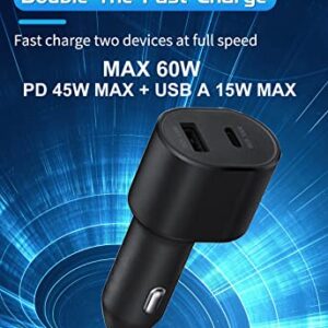 Samsung Super Fast Dual Car Charger (45W+15W) with Super Fast Charging Cable for Samsung Galaxy S22 S21 S20 Ultra Plus Note 10+,Google Pixel,Note 20,PPS Car Charger