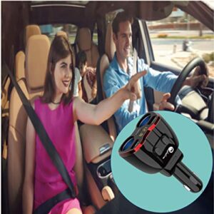 Cigarette Lighter Splitter QC 3.0, 2-Socket USB C Car Charger Adapter Type C Multi Power Outlet 12V/24V 80W DC with LED Voltmeter Switch Dual USB Port for iPhone GPS Dashcam iPad Android Samsung