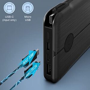 Upgraded Portable Charger, GiieeGii 10000mAh Power Bank Built in Cable, with Micro & Type-C 3 Kinds Cables and USB Output Port Cell Phone Battery Backup Compatible with iPhone Android Smartdevices