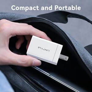 LINTYLE 65W USB C Charger 3-Port GaN Wall Charger Mini USB C USB A Charger Block Foldable Fast USB Type-C Charger Phone Laptop Tablet Charger Power Adapter - White