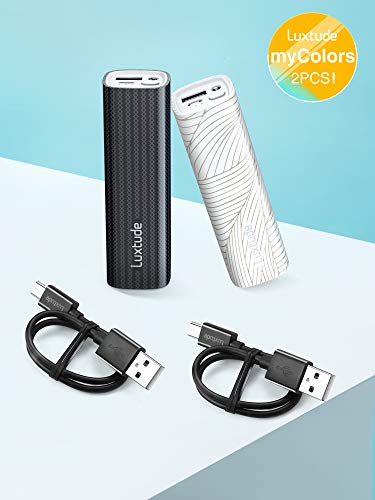 Luxtude 10000mAh Small Portable Charger with Flashlight, Mini & Lightweight Power Bank, Compact External Battery Pack Lipstick Portable Phone Charger for iPhone, Android, Samsung, etc (2 Pack 5000mAh)