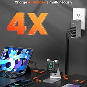 Baseus USB C Charger, 100W Charger 4-Port, 100W Wall Charger Fast Charging Station, GaN II Charging Block, for iPhone 14 Pro/SE/XR, Samsung, MacBook Pro/Air, iPad, Laptops, AirPods, Steam Deck, Black